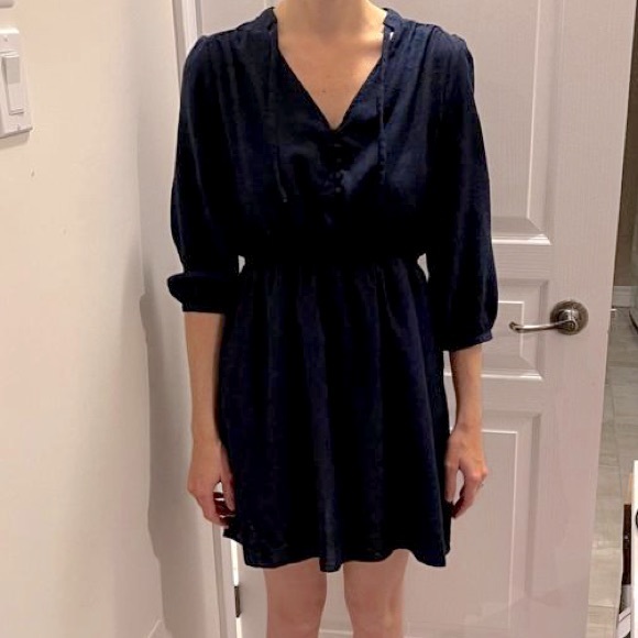 Urban Outfitters Navy Blue 3/4 Length Sleeve Dress - Picture 1 of 2